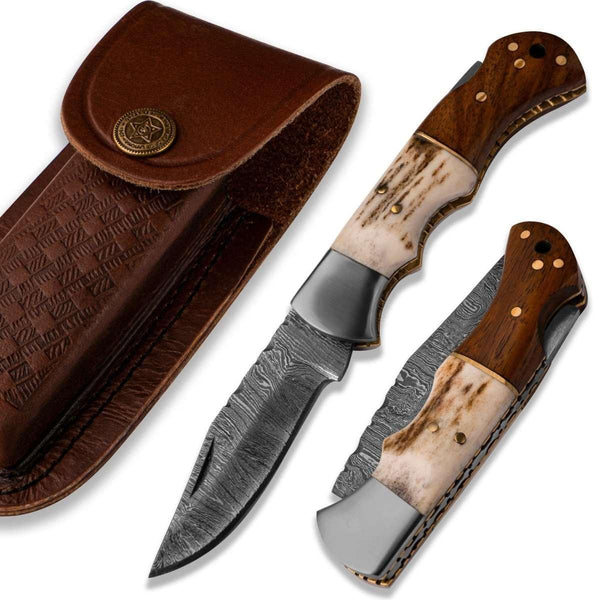 Echo Utility Pocket Knife with Antler & Rosewood Handle - Gifts for You 'n Me