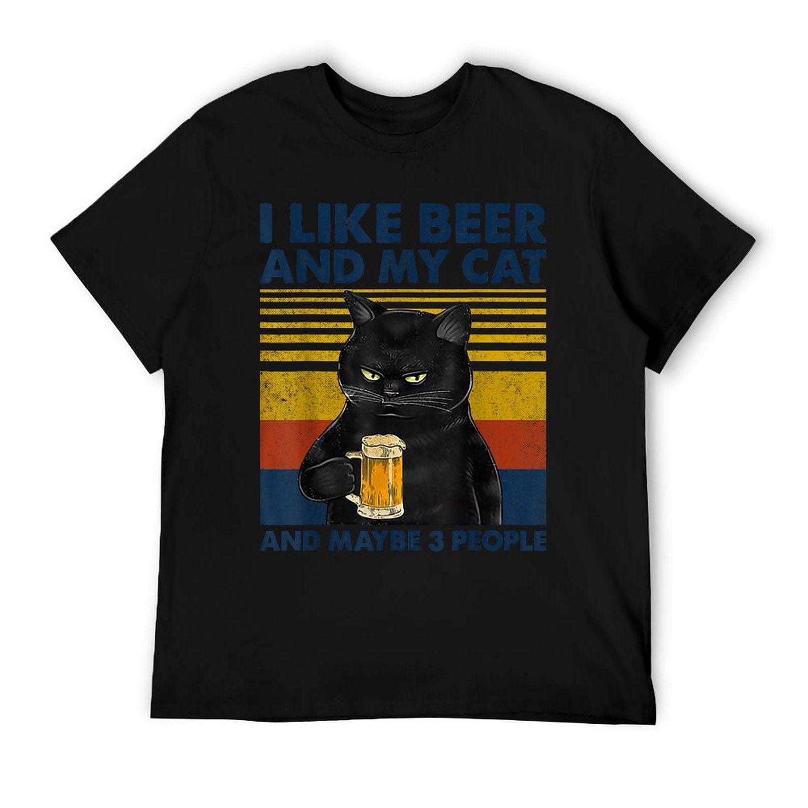 I Like Beer My Cat And Maybe 3 People Funny Cat Lovers Gift T-Shirt