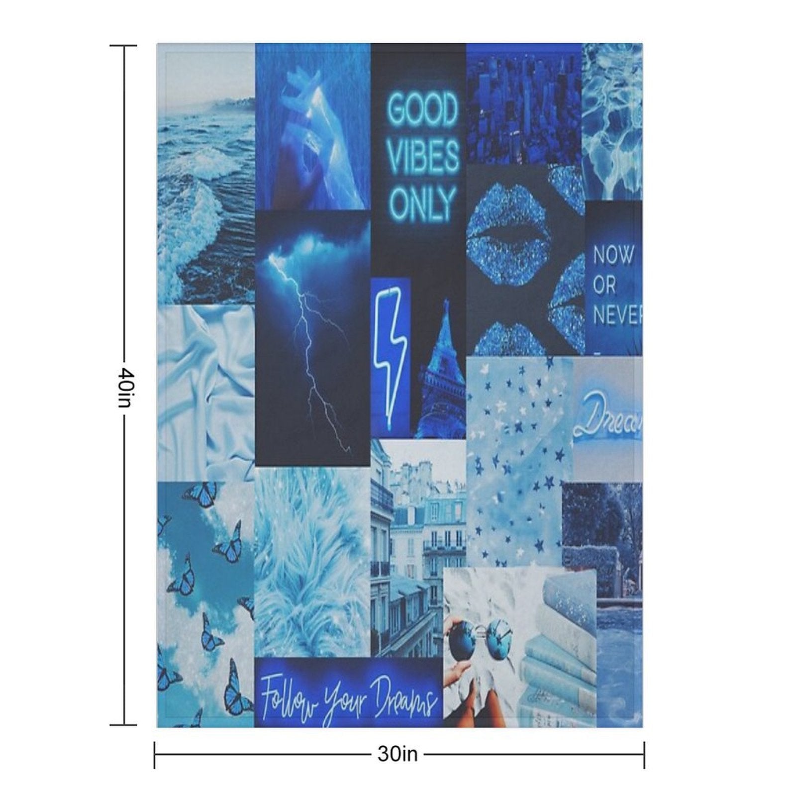 Aesthetic Blue Vibes Tapestry Durable Throw Blanket