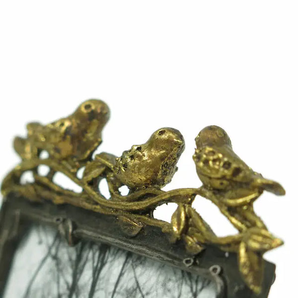 Pewter Frame with Gold Leaf Birds