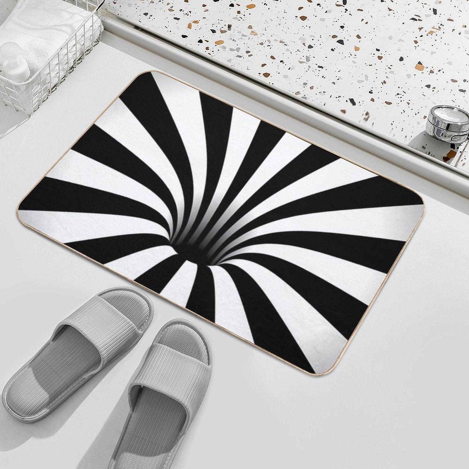 Optical Illusion Black Hole Lines (BlackWhite) Bath Mat