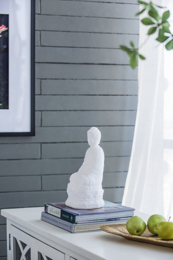 5.5x4.7x11.8' White Sitting Buddha Figure