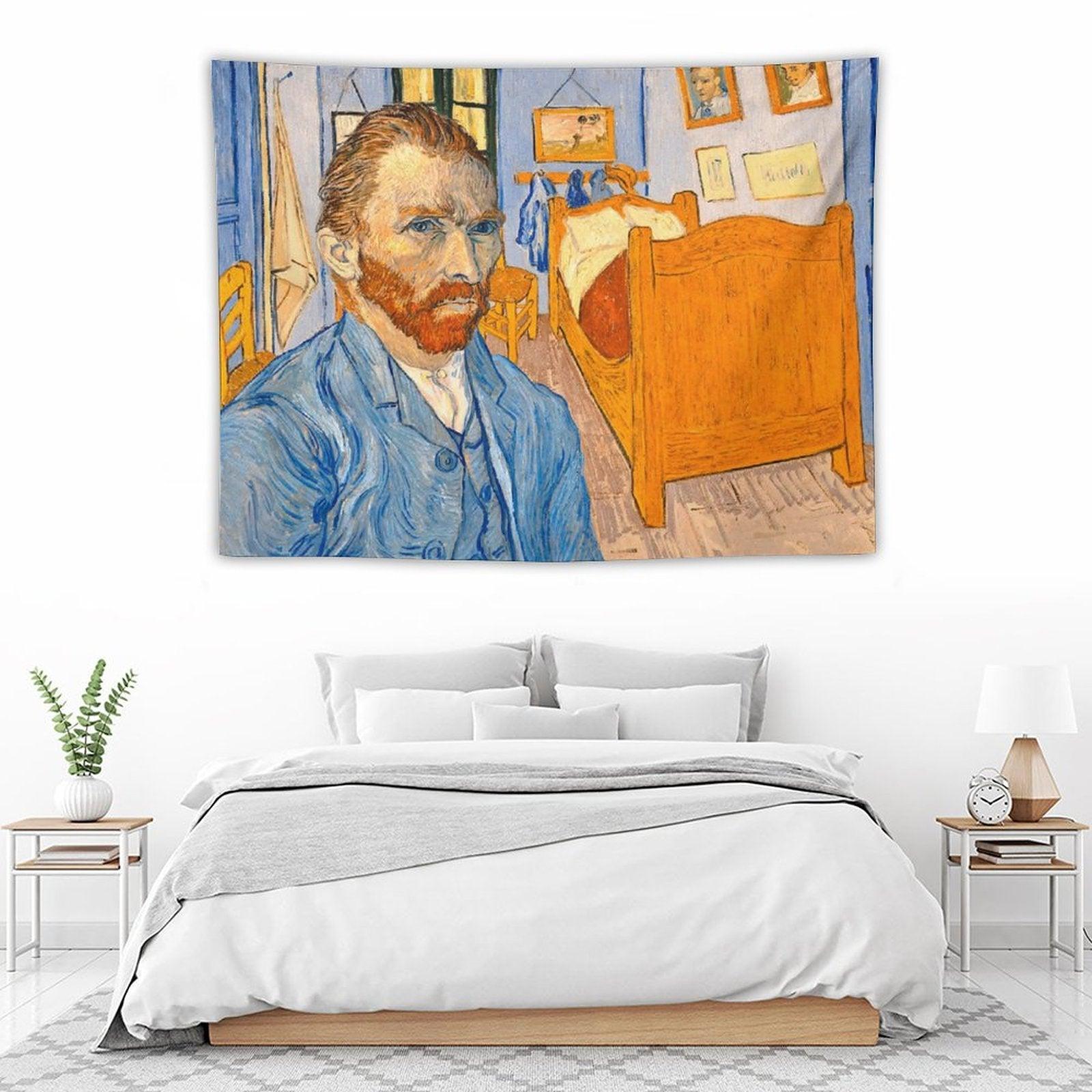 Van Gogh in Front of The Bedroom in Arles Tapestry