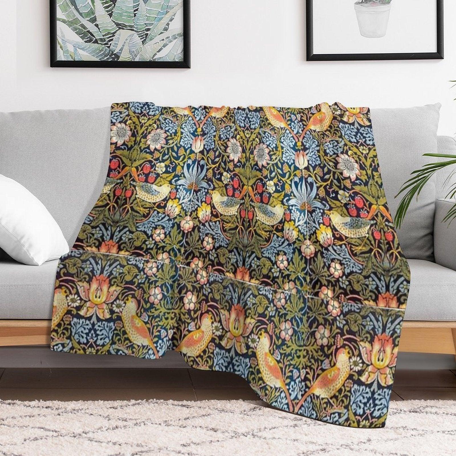 William Morris Strawberry Thief Design 1883 Throw Blanket