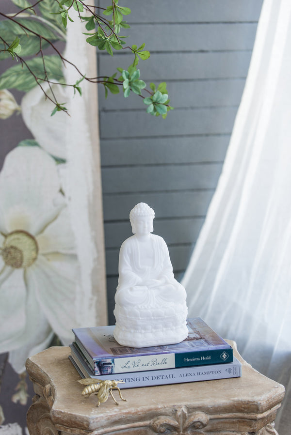 5.5x4.7x11.8' White Sitting Buddha Figure