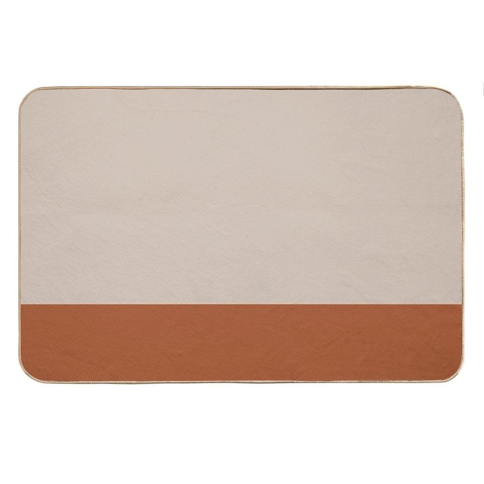 Minimalist Color Block Cuffed Solid in Putty And Clay Rust Terracotta Bath Mat