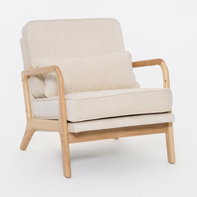 Beige Mid‑Century Accent Chair