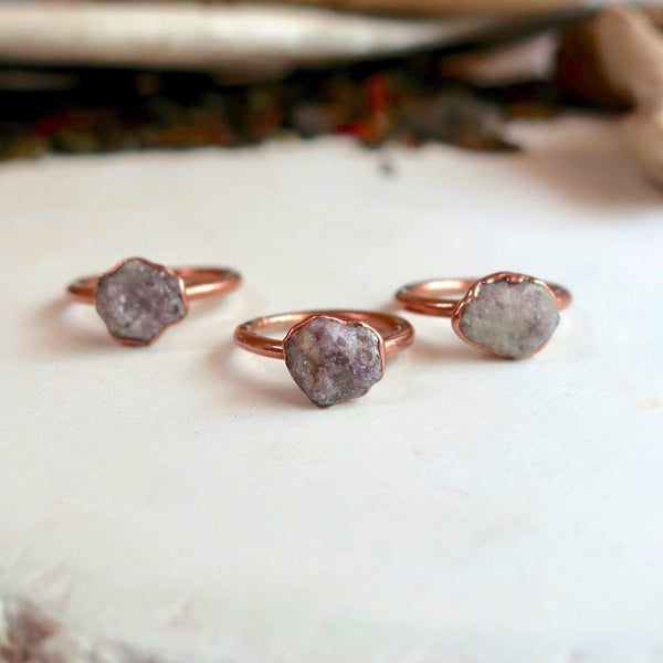 Copper Lepidolite Ring - Calm Mind And Gentle Heart | By Blackbird & Sage
