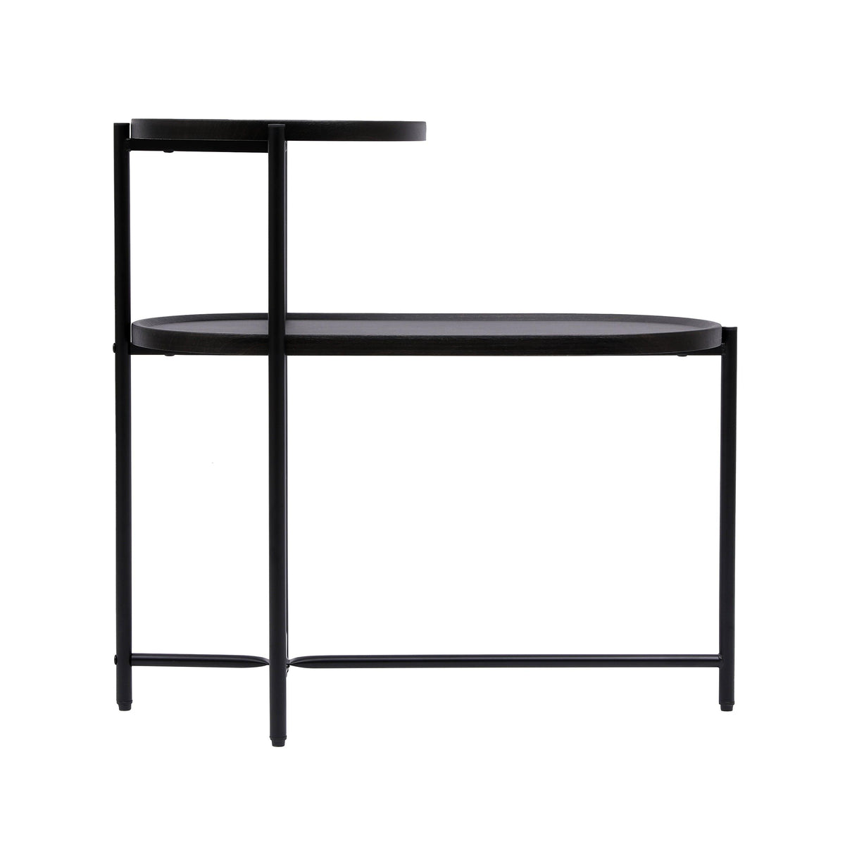 Round Coffee Table with Storage Tray 2 Tier Oval End Tables