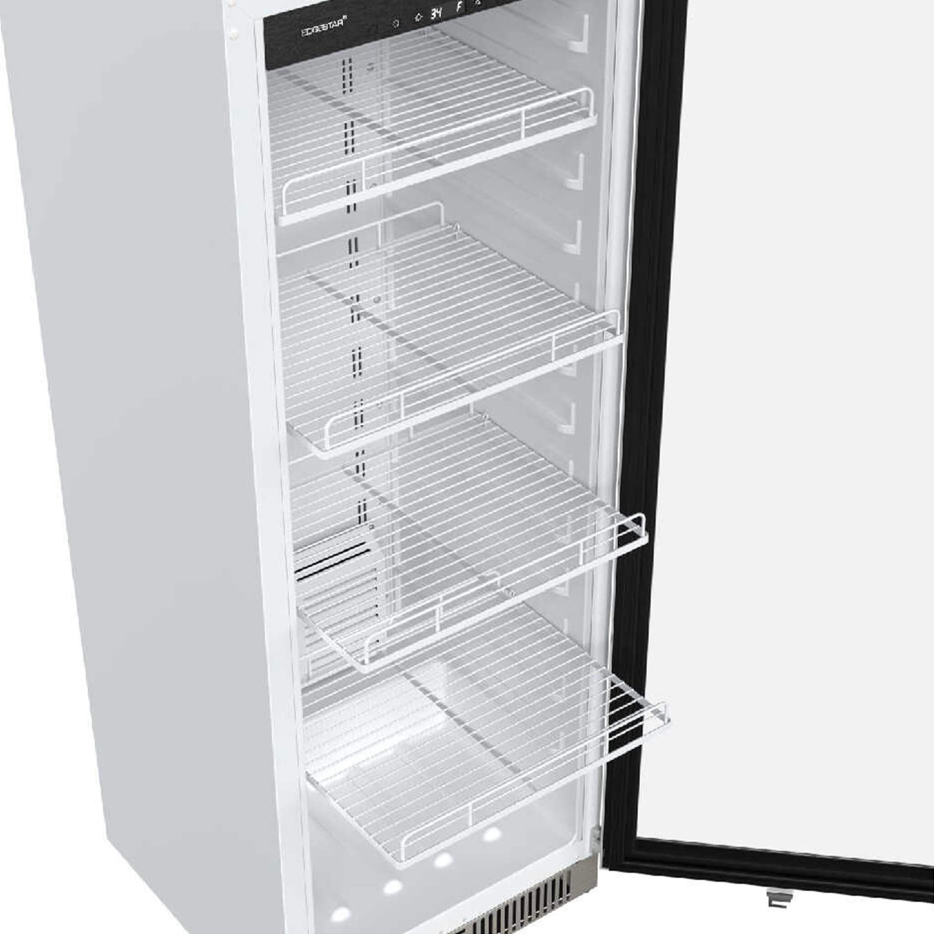 Edgestar 10.1 Cubic Feet Commercial Beverage Merchandiser With Temperature Alarm and Reversible Door, 22