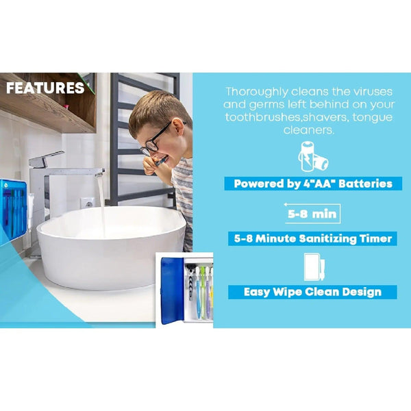 Wall Mountable Portable UV Toothbrush Sanitizer - Gifts for You 'n Me