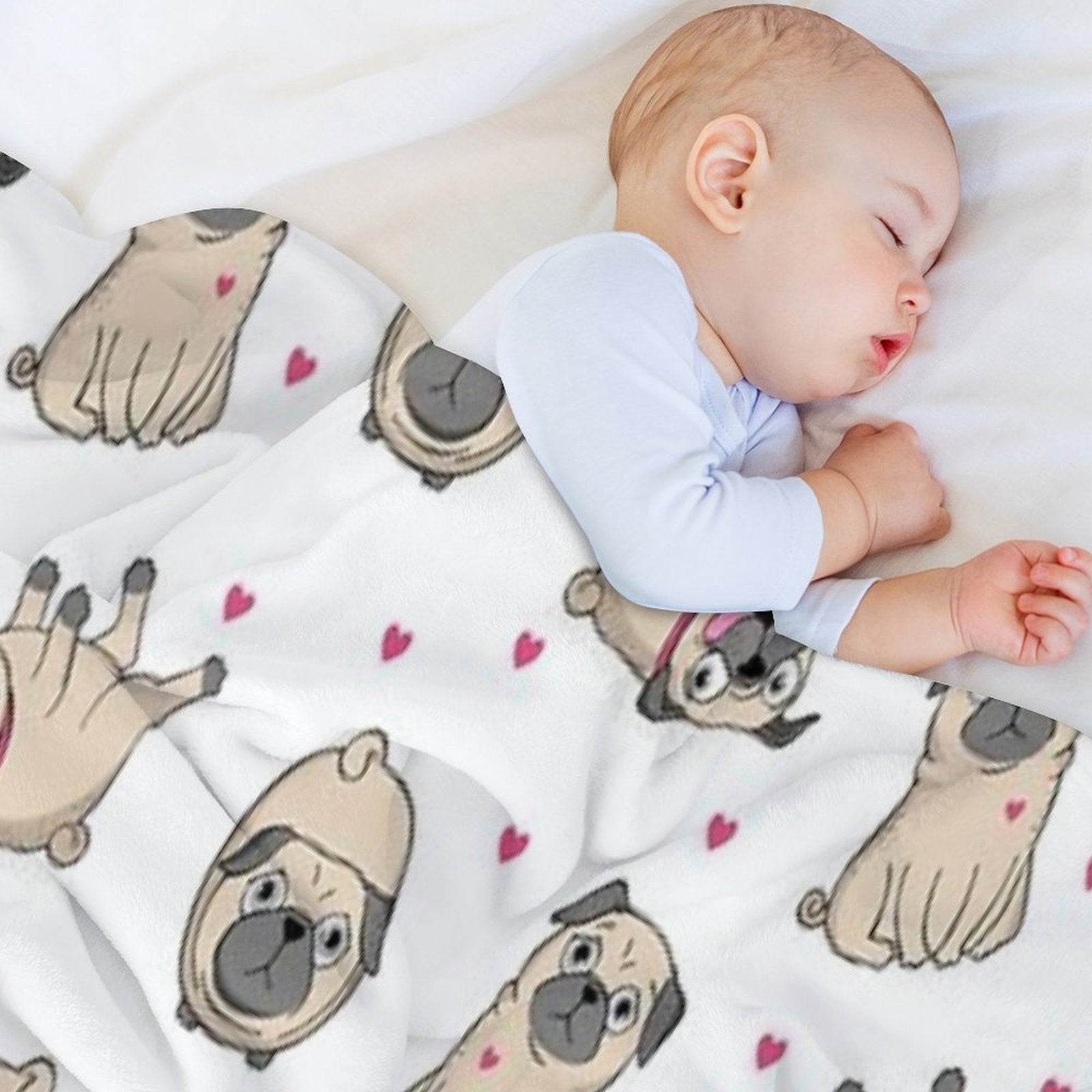 Seamless Pattern with Cute Pugs Eco-conscious Throw Blanket