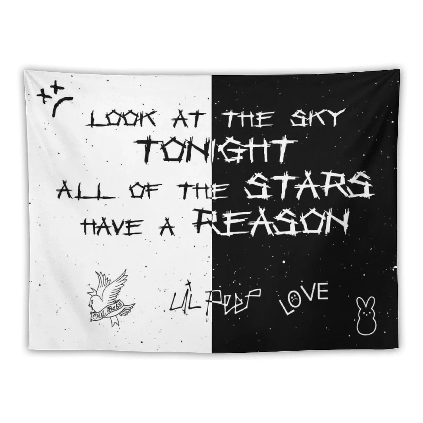 Lil Peep White And Black Star Tapestry