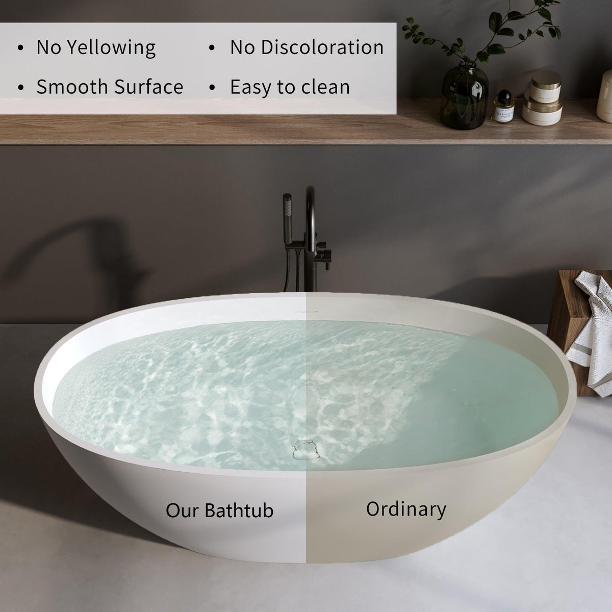 66.9″ Solid Surface Matte Soaking Tub