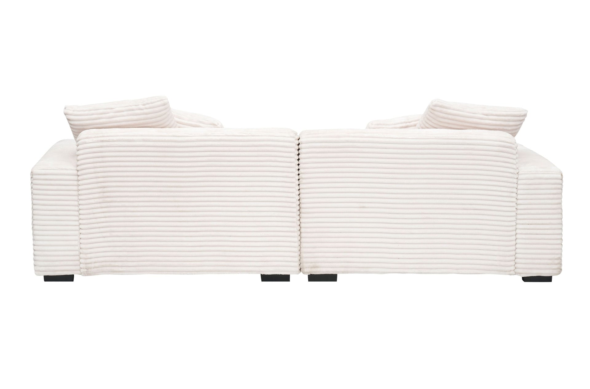 104.72-inch 4-seat large sofa with 4 throw pillows, living room sofa beige corduroy fabric