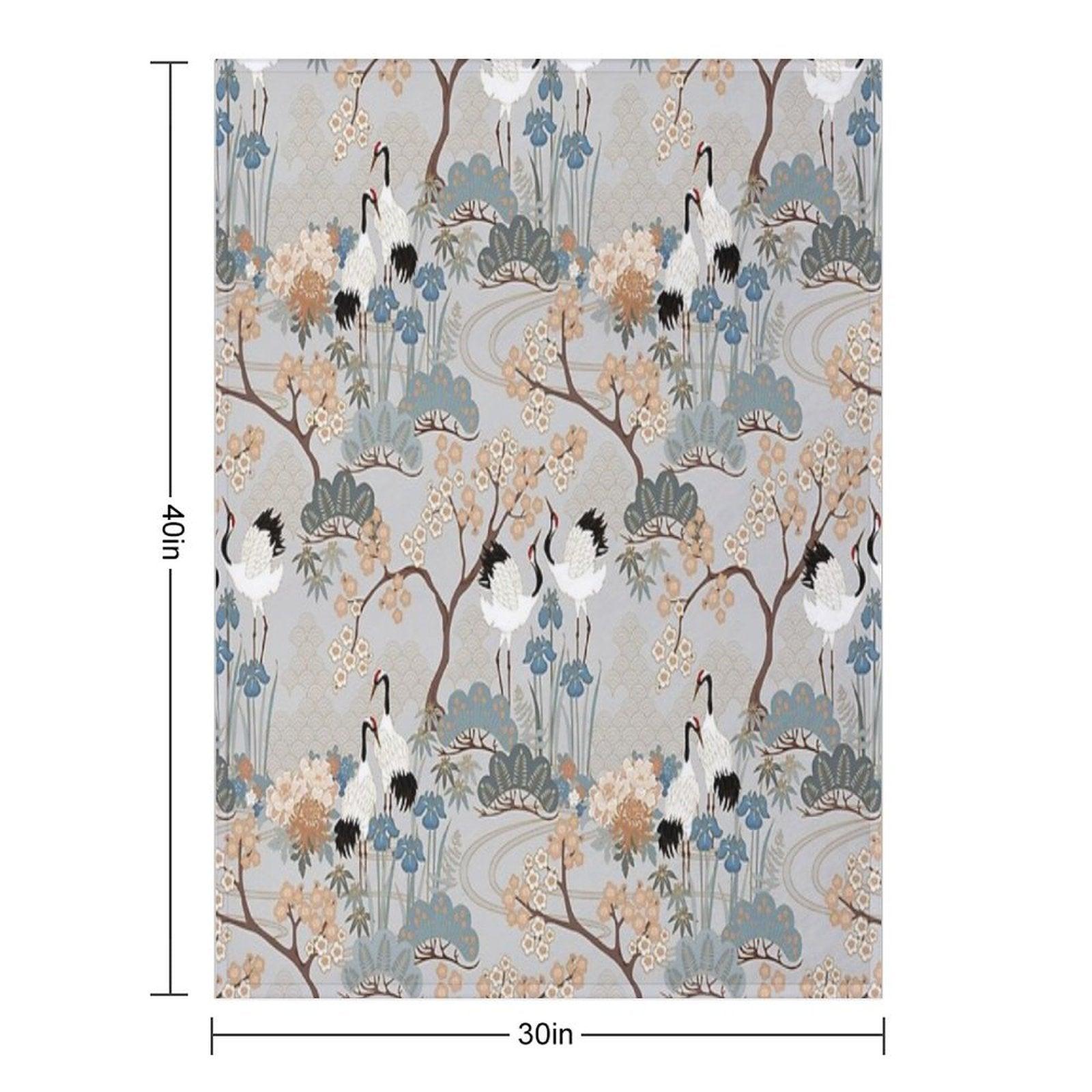 Japanese Garden Gray Throw Blanket