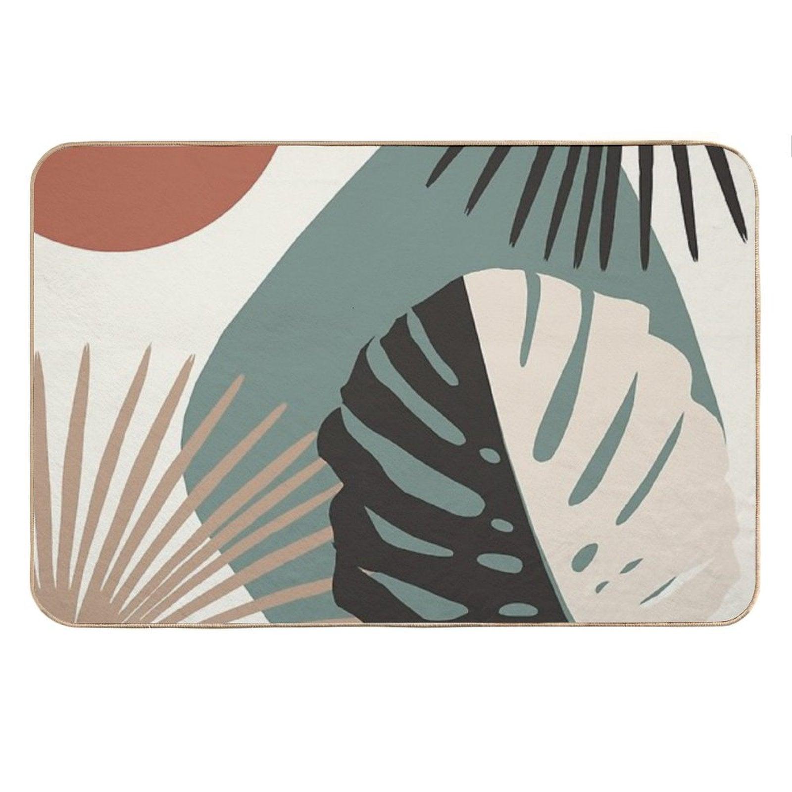Minimal Yin Yang Monstera Fan Palm Finesse #1 #tropical #decor #art Bath Mat