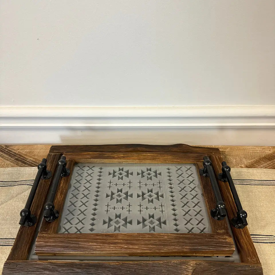 Wood Tray With Glass Bottom VagabondVintage