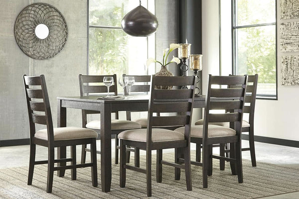 Brown Rectangular Dining Table Set Upholstered Chairs