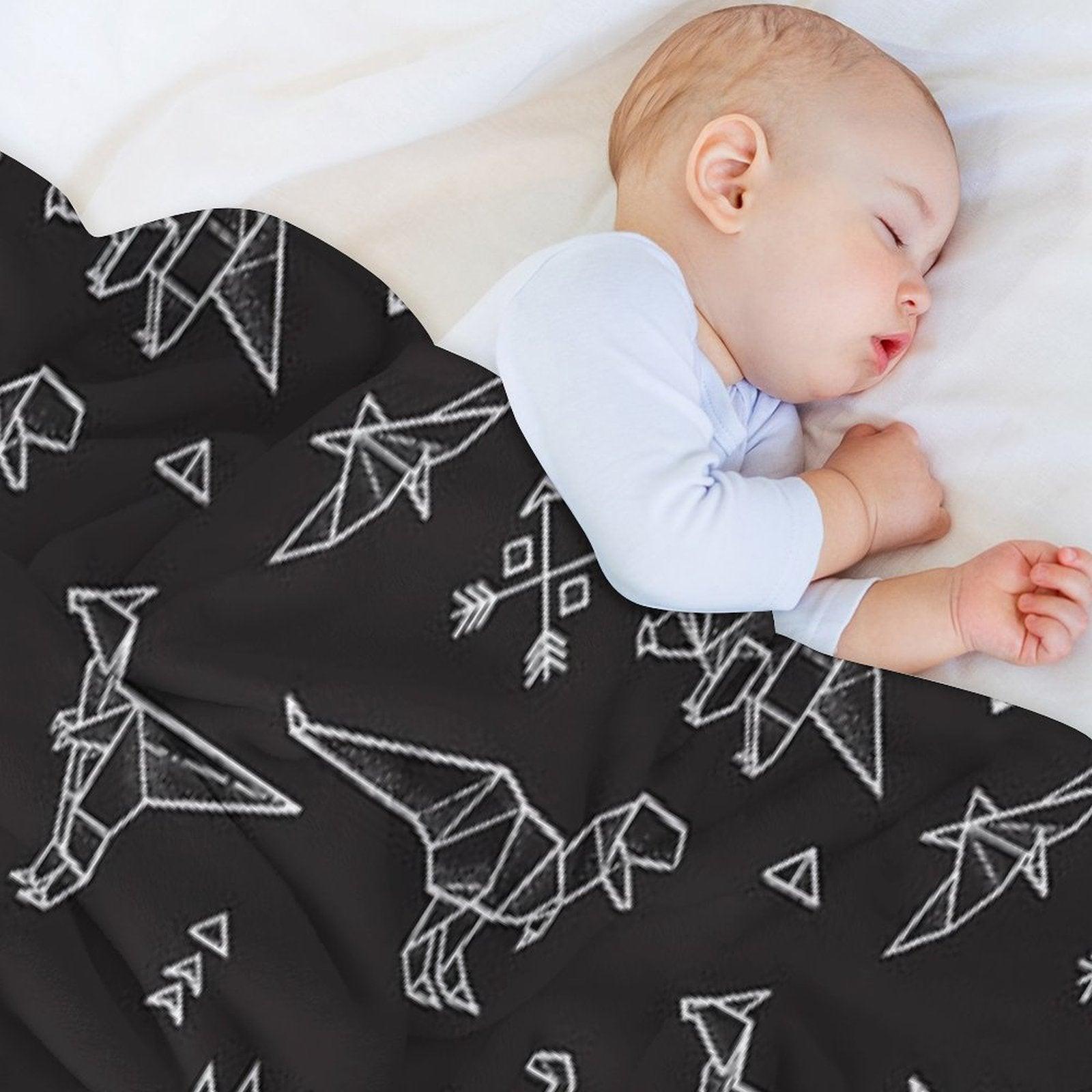 Black And White Origami Dinosaurs Throw Blanket