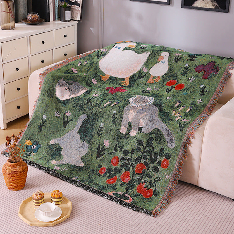 Ancient-style Artistic Tapestry Sofa Blanket Knitted Throw Blanket