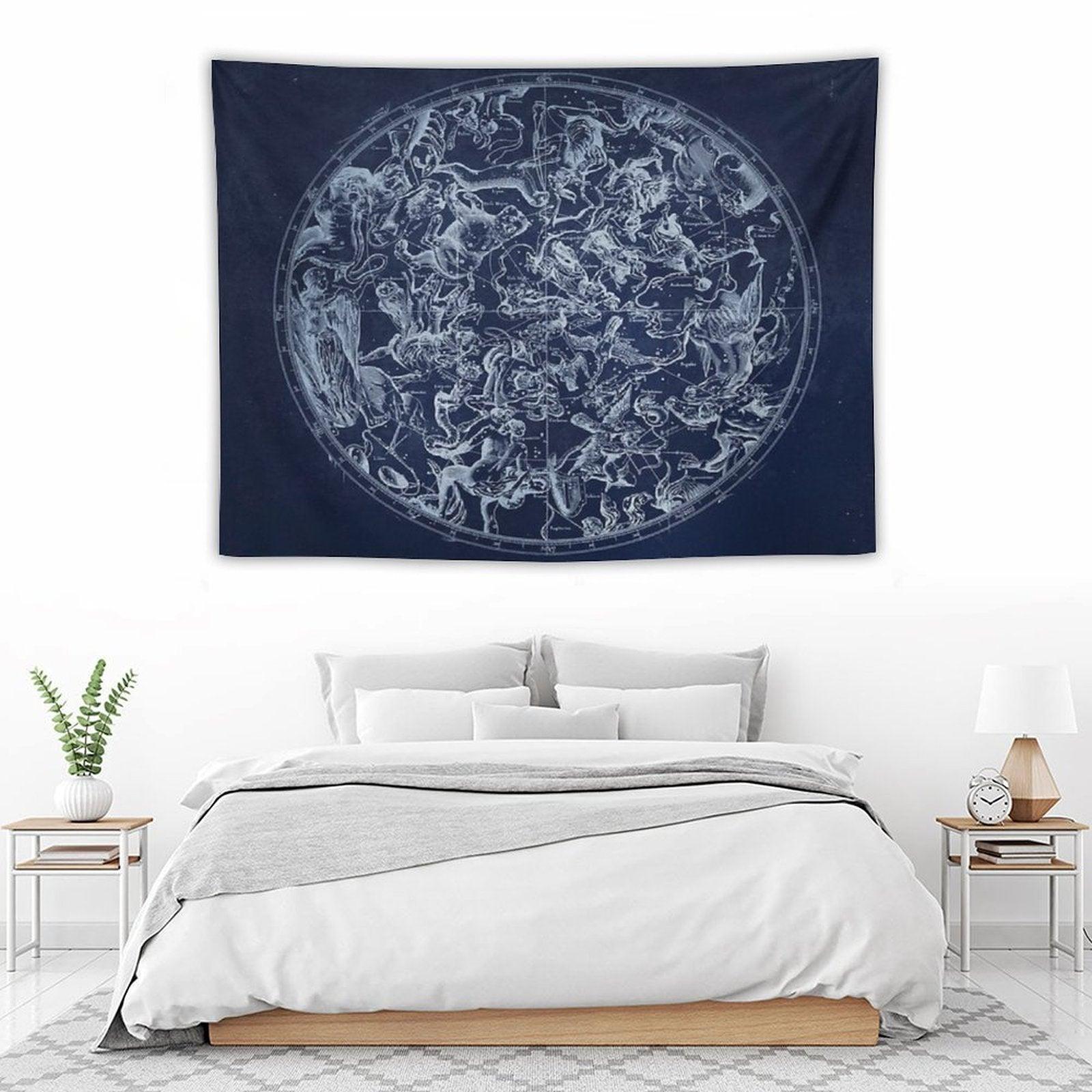 Vintage Constellations & Astrological Signs  White Tapestry