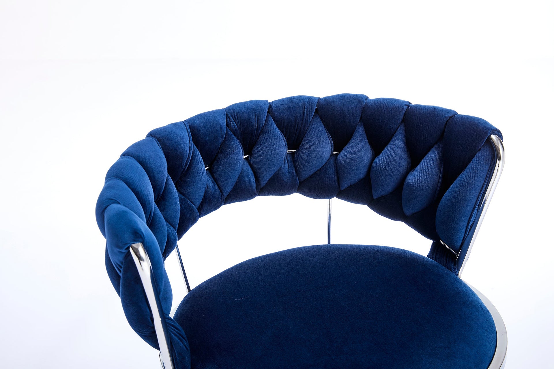 Set of 2 Bar Stools with Chrome Footrest & Base Swivel Height Adjustable Velvet