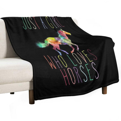 Just A Girl Who Loves Horses Premium Throw Blanket