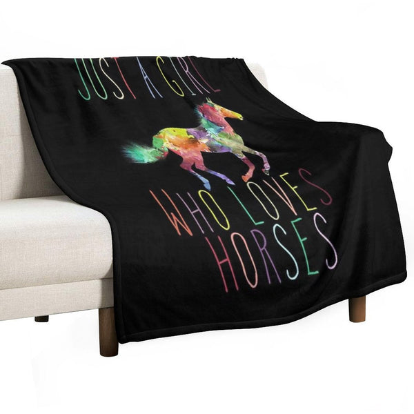 Just A Girl Who Loves Horses Premium Throw Blanket