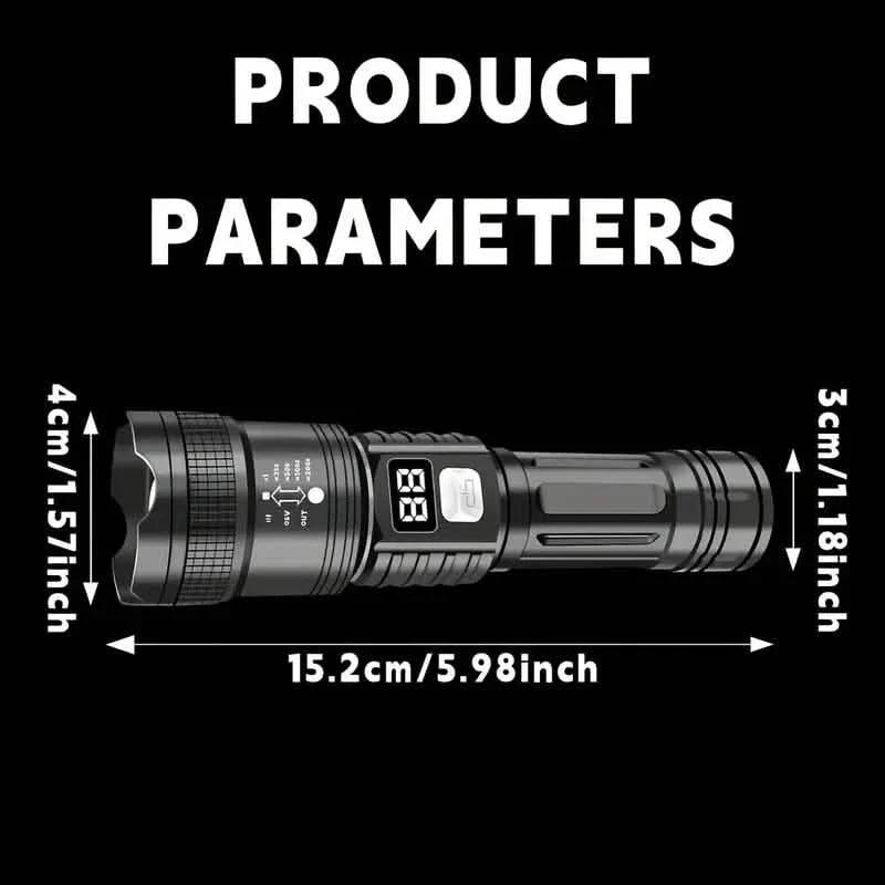 Ultra-Bright Tactical LED Flashlight – 3 Modes, USB Rechargeable, 600 Lumen, Outdoor, Hiking & Camping