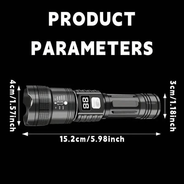 Ultra-Bright Tactical LED Flashlight – 3 Modes, USB Rechargeable, 600 Lumen, Outdoor, Hiking & Camping