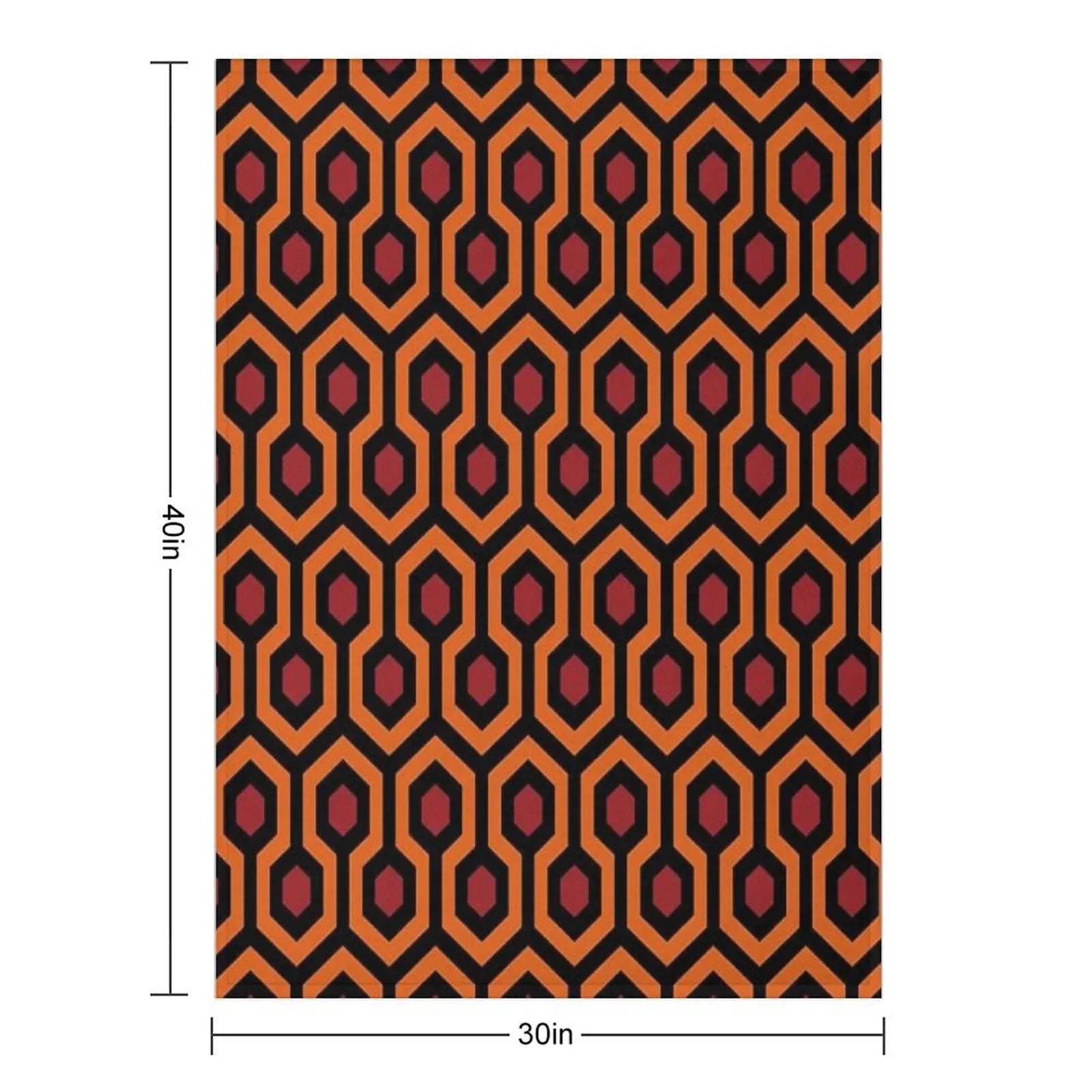 Geometric Pattern Looped Hexagons OrangeRedBlack Throw Blanket