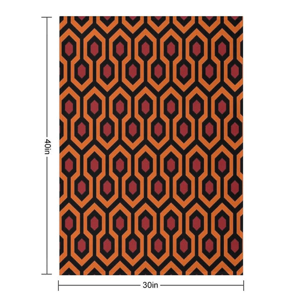 Geometric Pattern Looped Hexagons OrangeRedBlack Throw Blanket