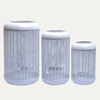 Glass Candle Holder Lantern – White Lattice Pattern Compact Basket Weave Lantern