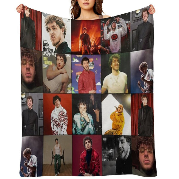 Jack Harlow Photo Collage Sustainable Throw Blanket