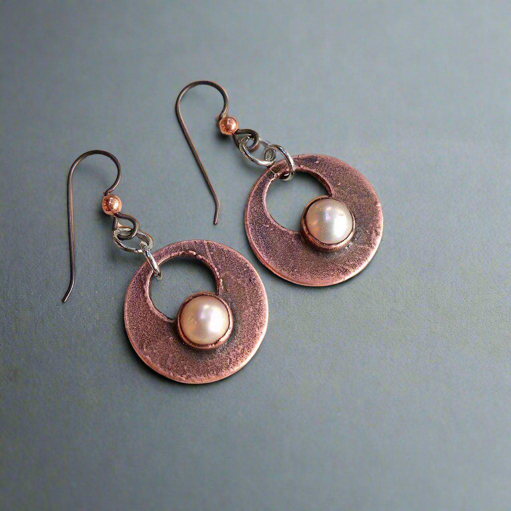 Copper Pearl Earrings - Crystal Jewelry | Handmade by Blackbird & Sage