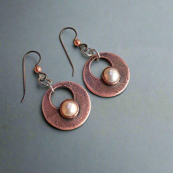 Copper Pearl Earrings - Crystal Jewelry | Handmade by Blackbird & Sage