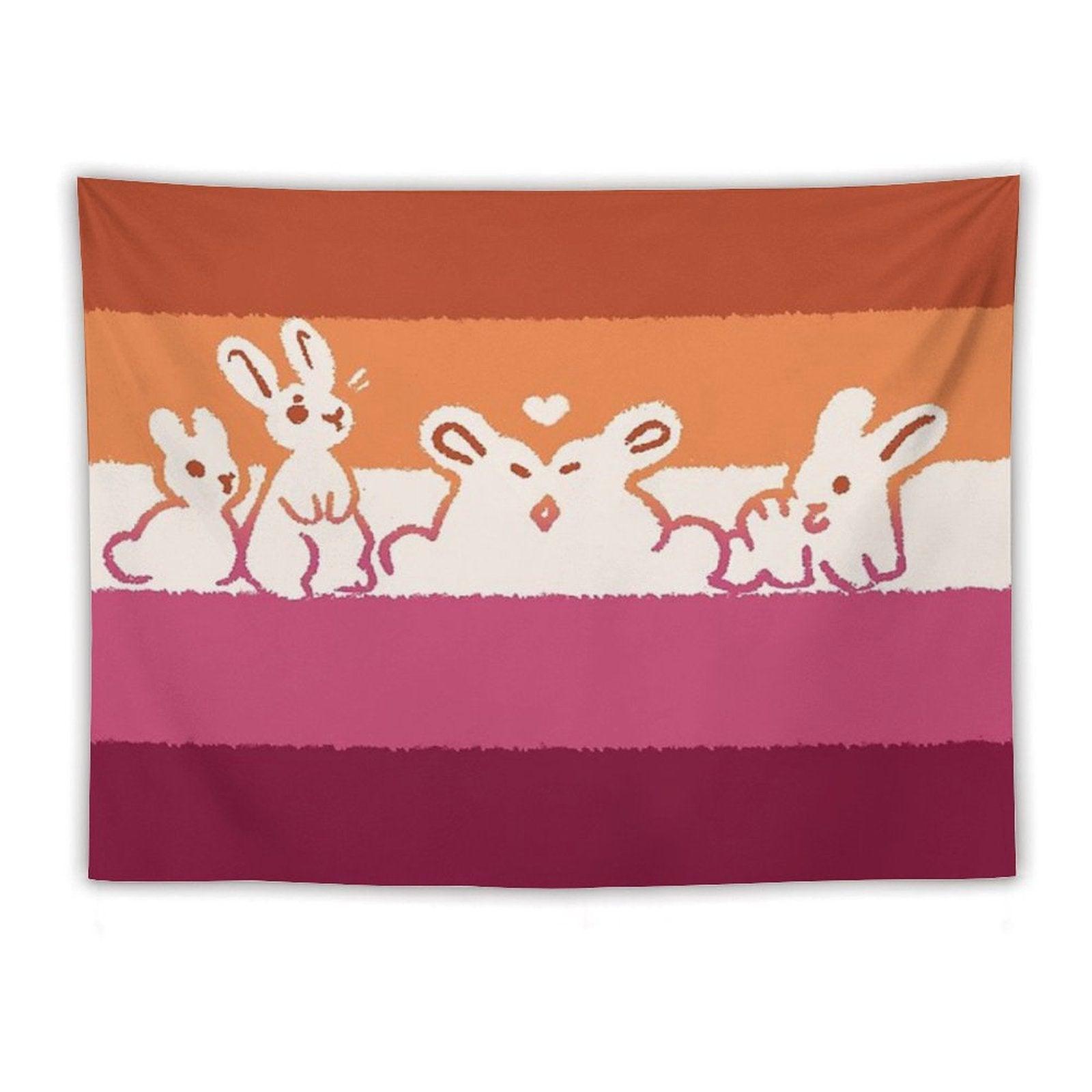 Lesbian Flag Bunnies Tapestry