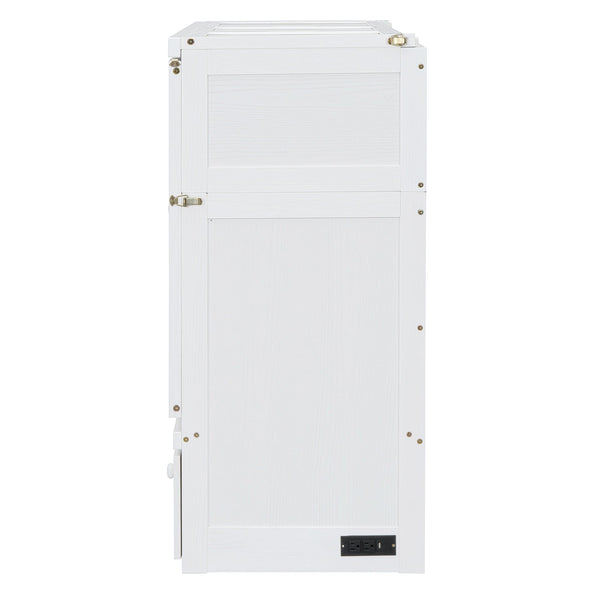 Space-Saving Full Size Murphy Bed with USB Port and Large Drawer Storage