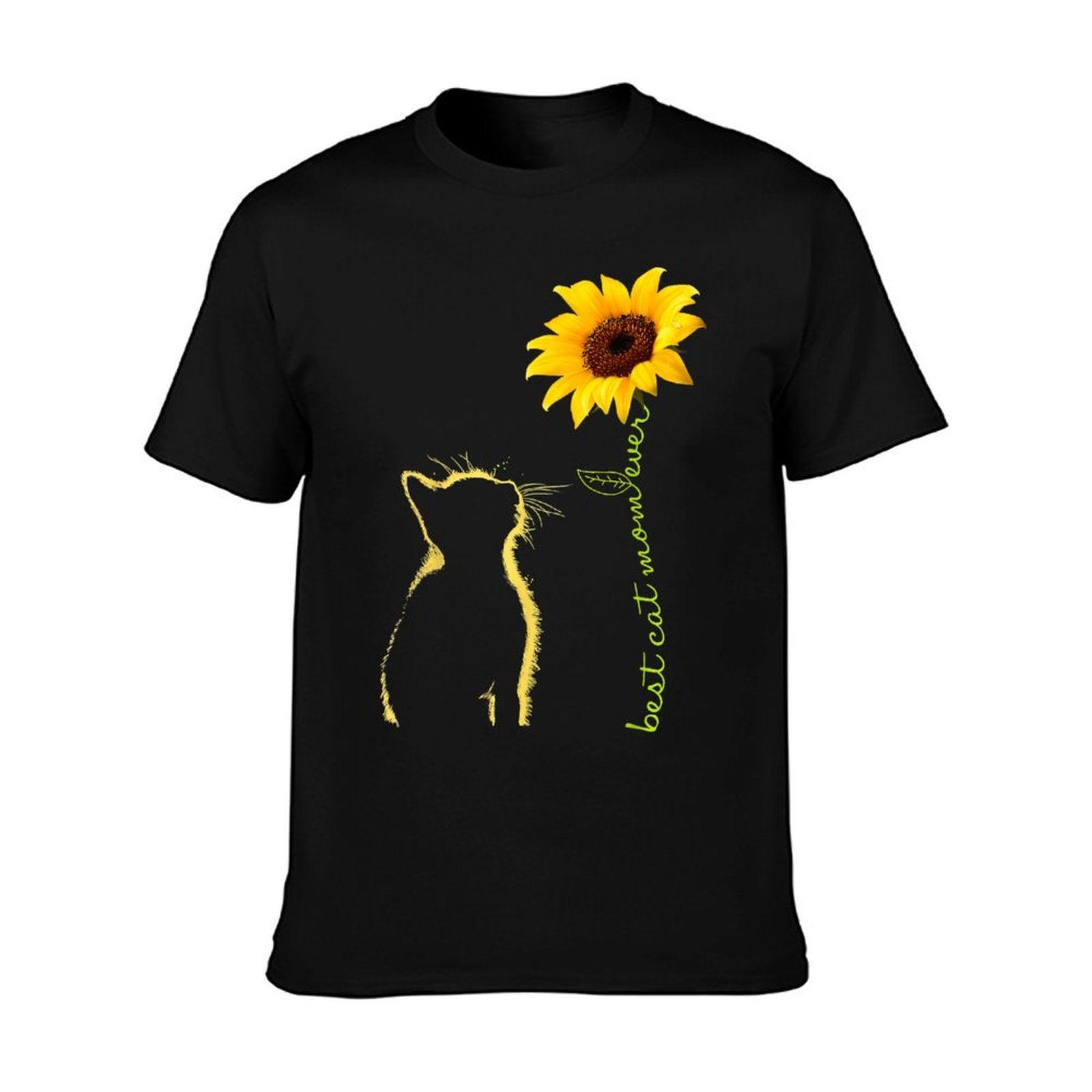 Best Cat Mom Ever Sunflower Mother's Day for Cat Lover T-Shirt