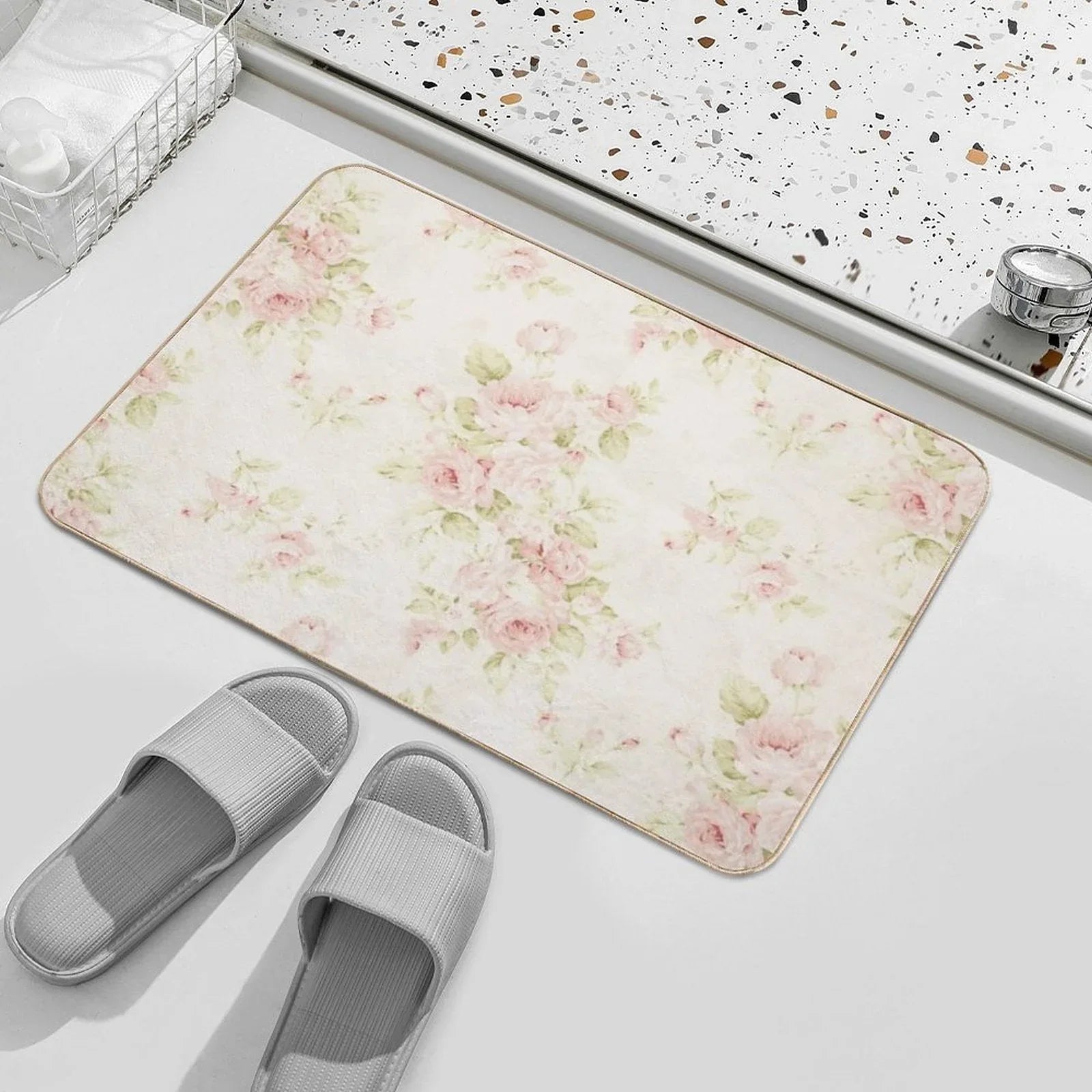 Flowers  Fade-Resistant Bath Mat