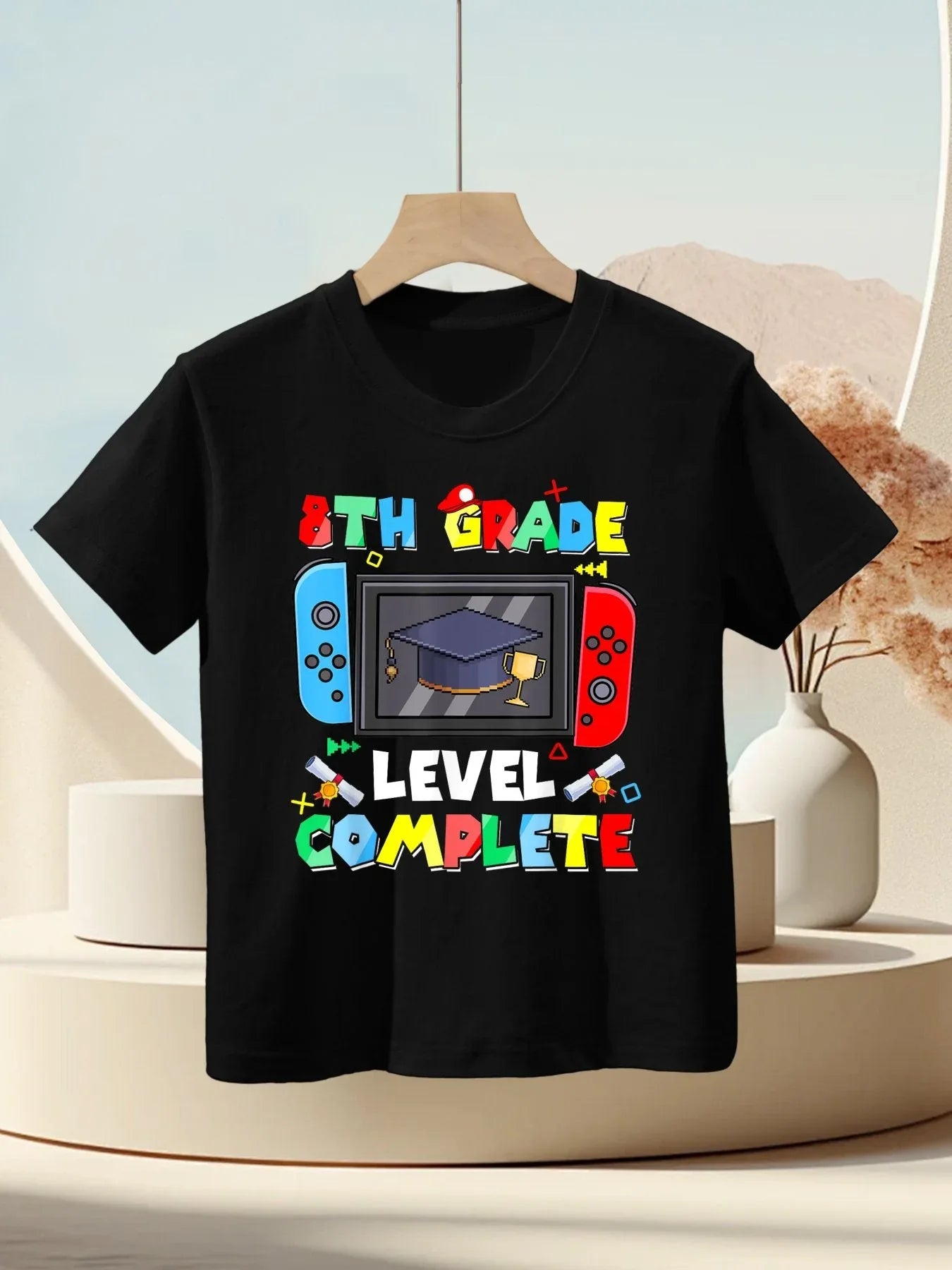 8th Grade Level Complete Video Gamer Graduation Kids Boys Kids T-Shirt