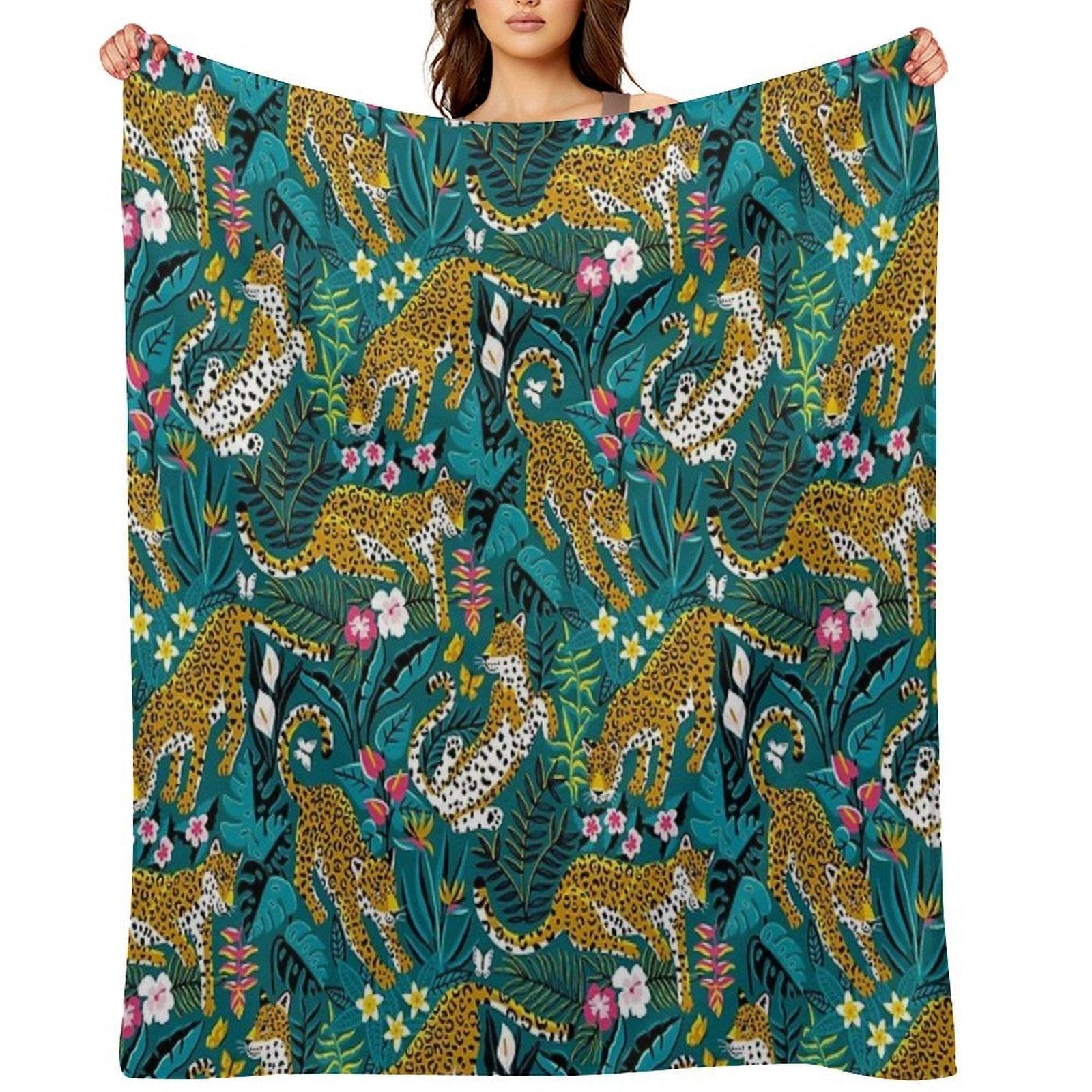 Dancing Jaguar Jungle Throw Blanket