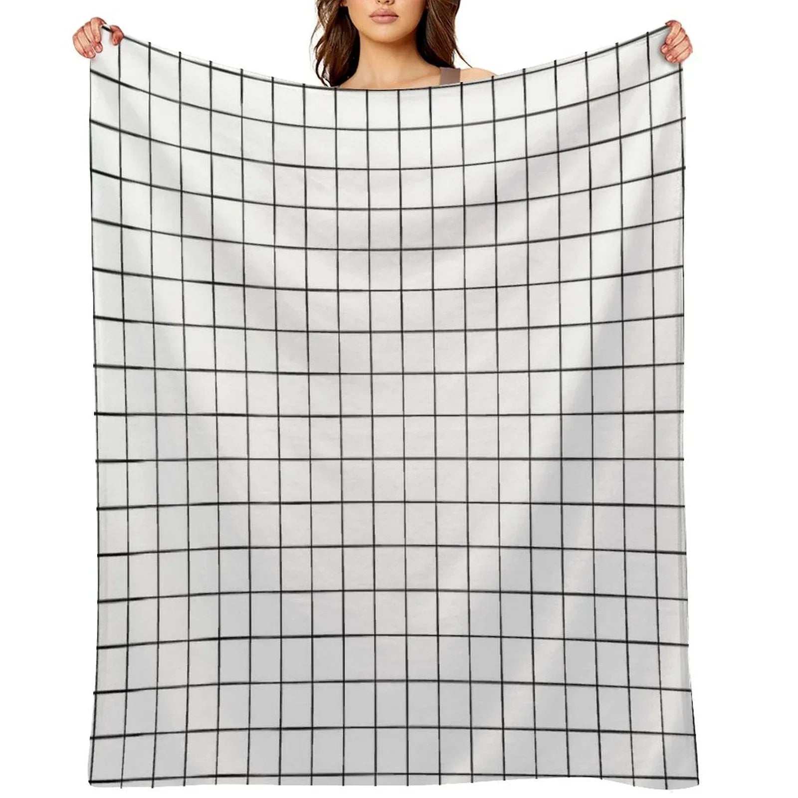 White Grid Throw Blanket