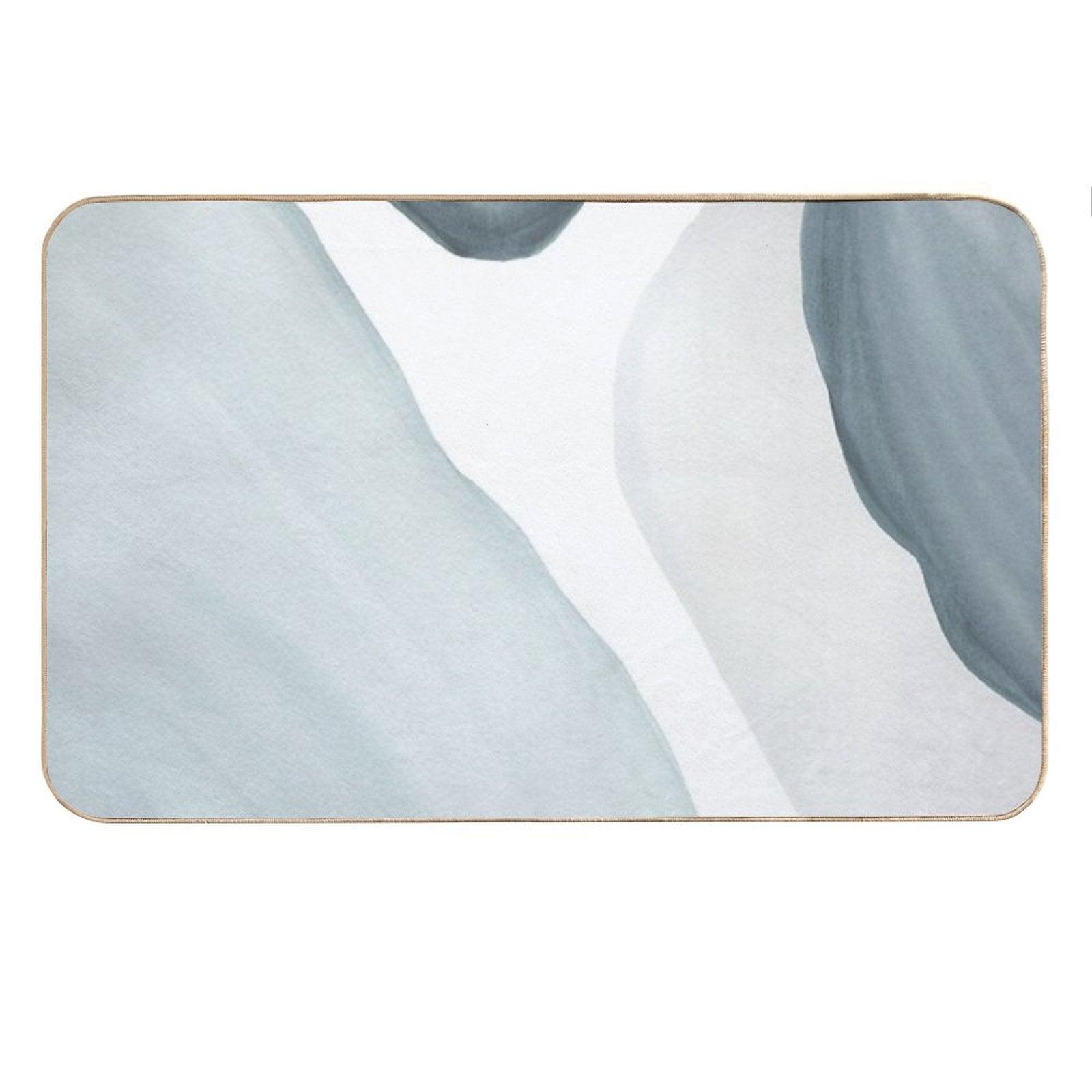 Blue Abstract Watercolor Painting. Modern, Minimalist Design. Bath Mat