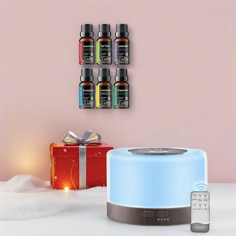 16.91Oz Essential Oil Diffuser, Aromatherapy, Humidifier, Soothing LED Lights, 6 Oils Included