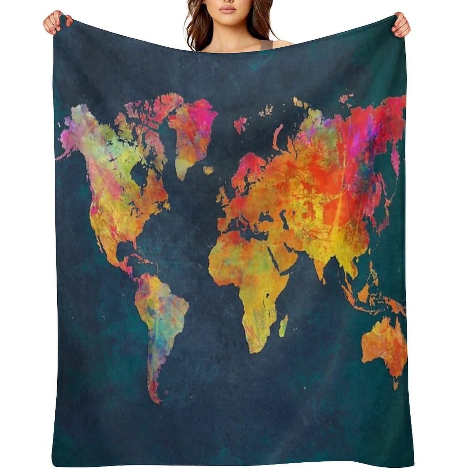World Map Throw Blanket
