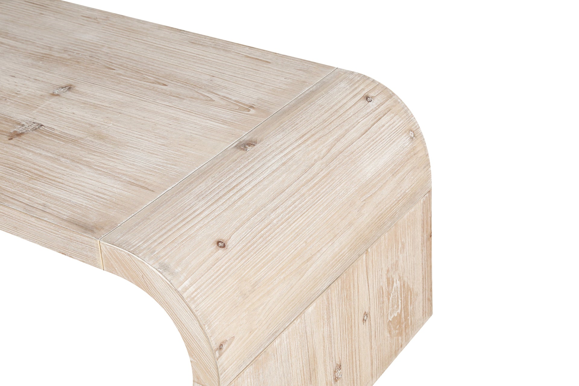 Farmhouse Vintage Crafts Coffee Table,Curved Art Deco Design, Easy Assembly, 48' W x 24' D x 18'(Natural Wood Washed)