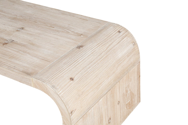 Farmhouse Vintage Crafts Coffee Table,Curved Art Deco Design, Easy Assembly, 48' W x 24' D x 18'(Natural Wood Washed)