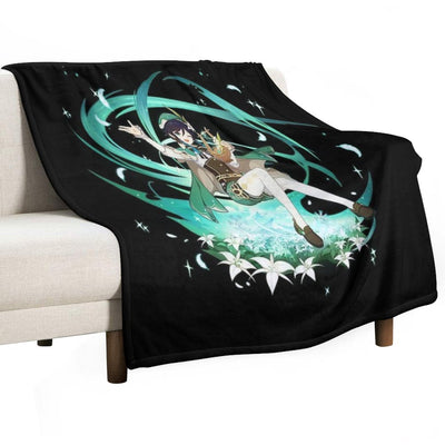 Genshin Impact - Venti Official Character Wish - Gacha Splash Art Travel-friendly Throw Blanket